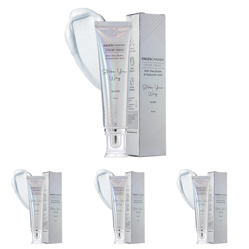 FACESCANADA Strobe Cream - Silver, 30Ml | Primer + Highlighter + Moisturizer | Shea Butter & Hyaluronic Acid | Intense Hydration | Flawless Radiant Dewy Skin | Illuminating & Glowing Makeup Base