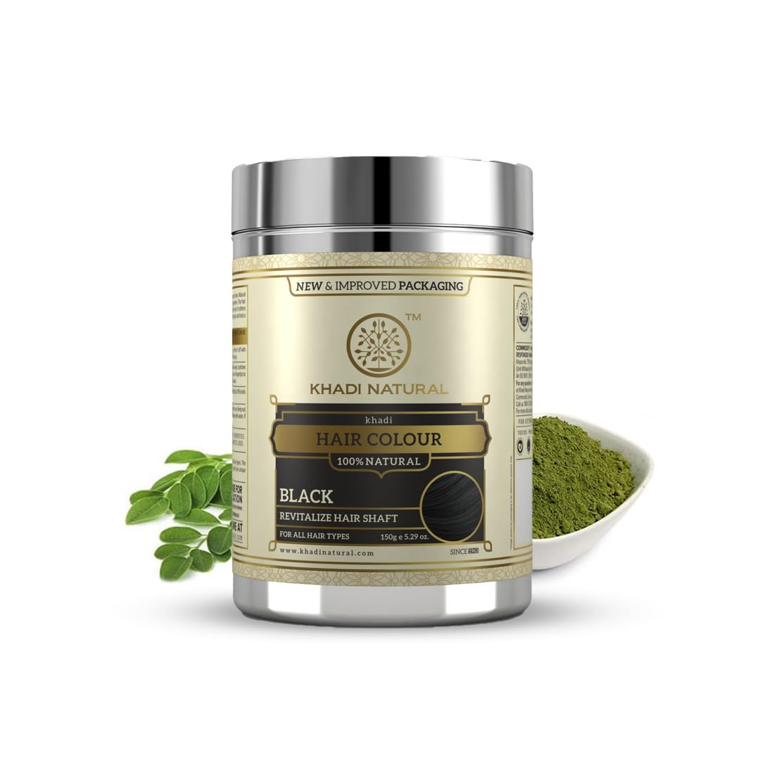 Khadi Natural Ayurvedic Black Henna | Herbal Hair Colour | Natural Henna Powder for Black Hair | Free From Harsh Chemicals | Suitable for All Hair Types| 150 gm