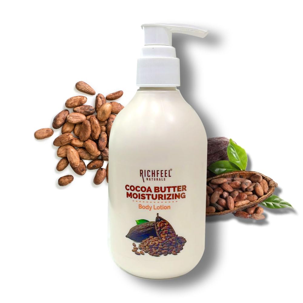 Richfeel Cocoa Butter Moisturizing Body Lotion | 48hr nourishing lotion with 100% Cocoa And Shea Butter| Restores Glow | 200 ml