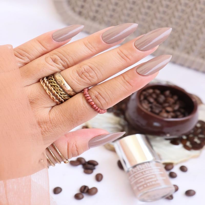DeBelle Gel Nail Polish Coco Bean (Light Brown Nail Paint)|Non UV - Gel Finish |Chip Resistant | Seaweed Enriched Formula| Long Lasting|Cruelty and Toxic Free| 8ml Glossy Finish