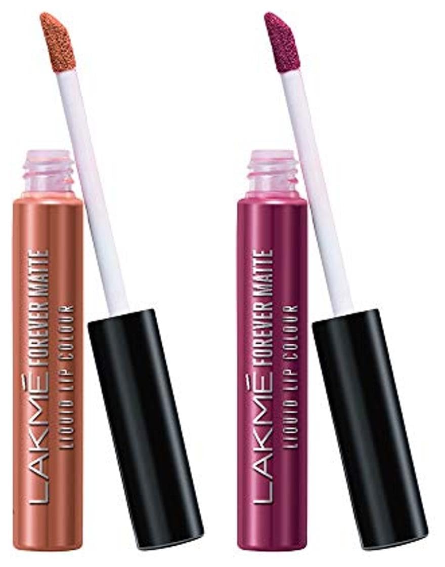 Lakmé Forever Matte Liquid Lip Colour, Nude Latte, 5.6ml & Lakmé Forever Matte Liquid Lip Colour, Wine Glow, 5.6ml