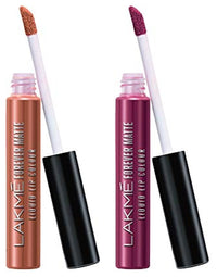 Lakmé Forever Matte Liquid Lip Colour, Nude Latte, 5.6ml & Lakmé Forever Matte Liquid Lip Colour, Wine Glow, 5.6ml