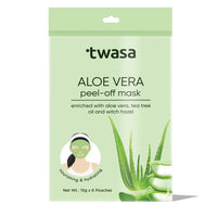 Twasa Aloe Vera Peel Off Mask | Face Mask For Anti Acne, Hydration and Soothing with Aloe Vera Extract, Tea Tree Oil, Witch Hazel Extract & Vitamin E | Peel Off Mask For Instant Glow, 90gm
