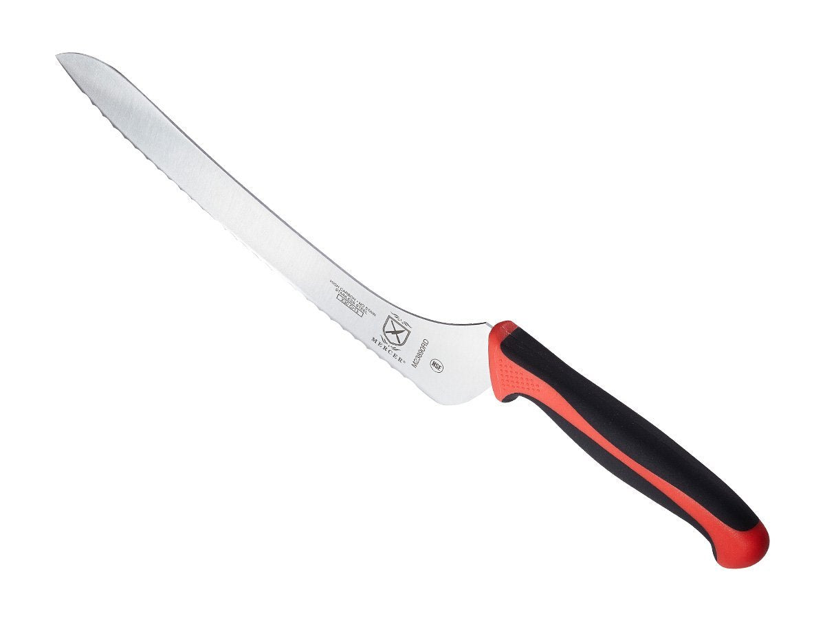 Mercer Culinary Red Millennia Colors Handle, 9" Offset Bread Knife (Wavy Edge) Offset Wavy Edge Bread Knife 9" Offset Bread Knife (Wavy Edge)
