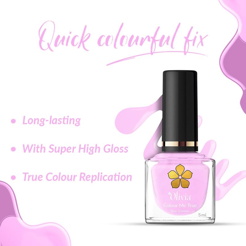 Olivia Nail Paint for Glossy Finish - 5ml (6 Merry Pink)