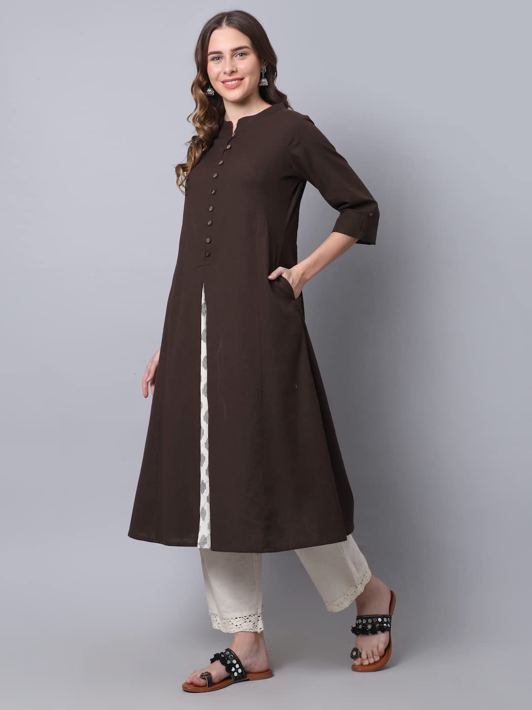 Pistaa's  Women Cotton Printed Cut Regular Kurta