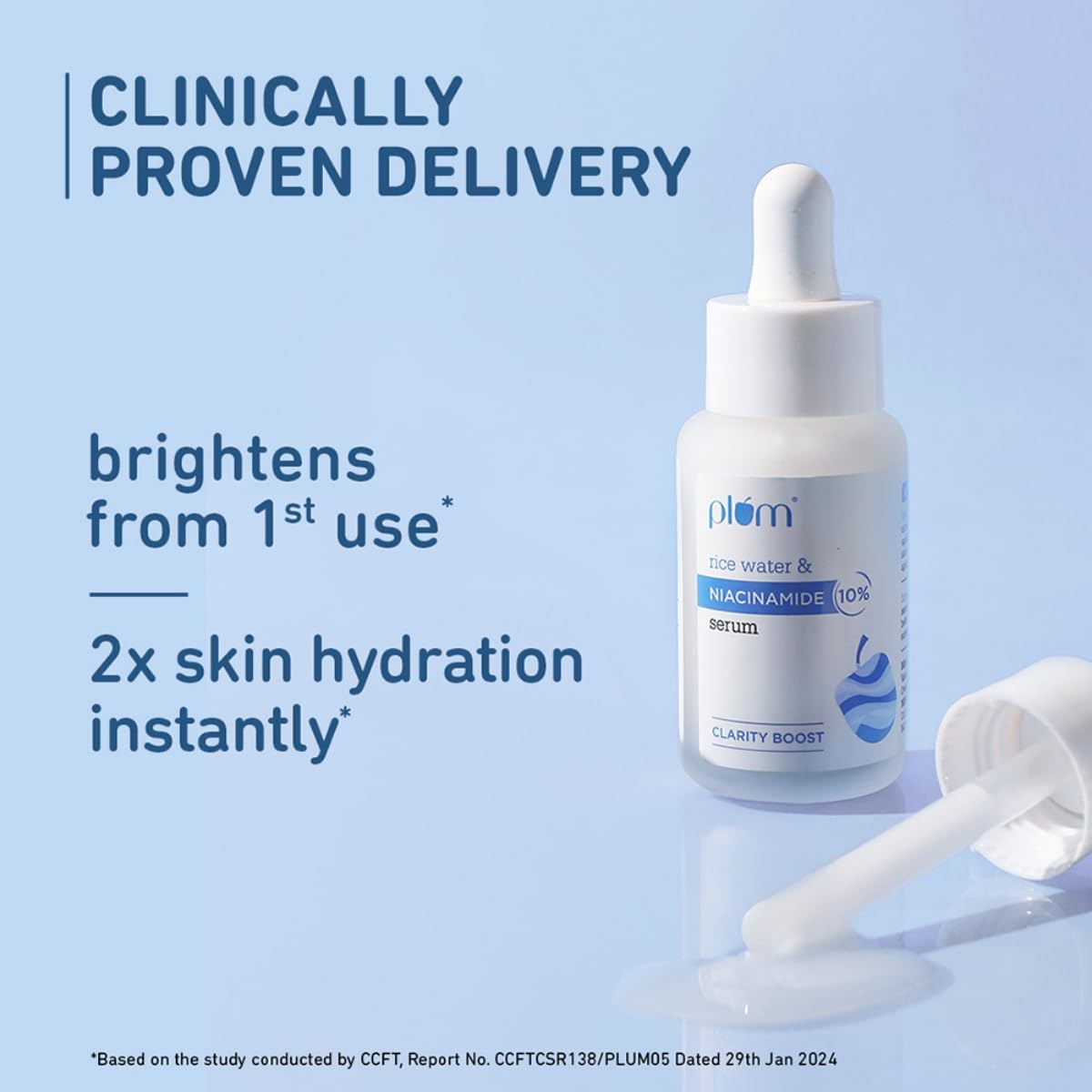 Plum 3% Niacinamide & Rice Water Face Toner (150ml) + 10% Niacinamide Face Serum (15ml) | Alcohol Free Toner | Skincare Combo for Pore Tightening, Acne Control, Brightening & Oil Control | Women & Men