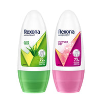 Rexona Aloe Vera Underarm Roll On Deodorant for Women, 50ml and Powder Dry Underarm Roll On Deodorant for Women, 50ml