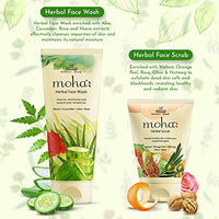 Moha: Herbal Face Wash 200 ml with Herbal Scrub 50 ml | Aloe, Cucumber, Rose, Neem and Yashtimadhu | Combo Pack of 2