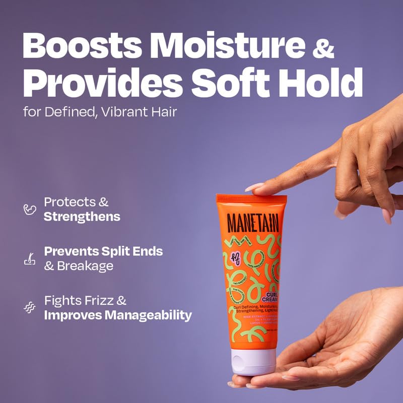 Manetain Curl Cream 100ml for Curly & Wavy Hair | Hydrating, Frizz Control, Curl Definition & Soft Hold | Sulfate-Free, Paraben-Free, Vegan Hair Cream