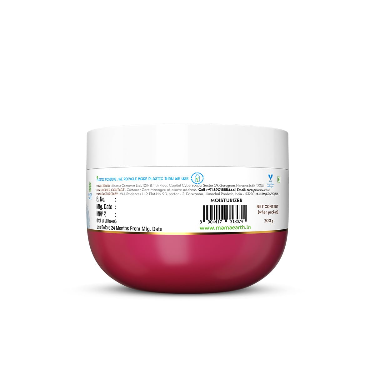 Mamaearth Beetroot Hydraful Light Moisturizing Cream With Beetroot & Hyaluronic Acid|For Hydrated Pink Glow|For Face, Hand & Body|24H Moisturization|Quick Absorbing|Non-Greasy|Soft Moisturizer|200 G