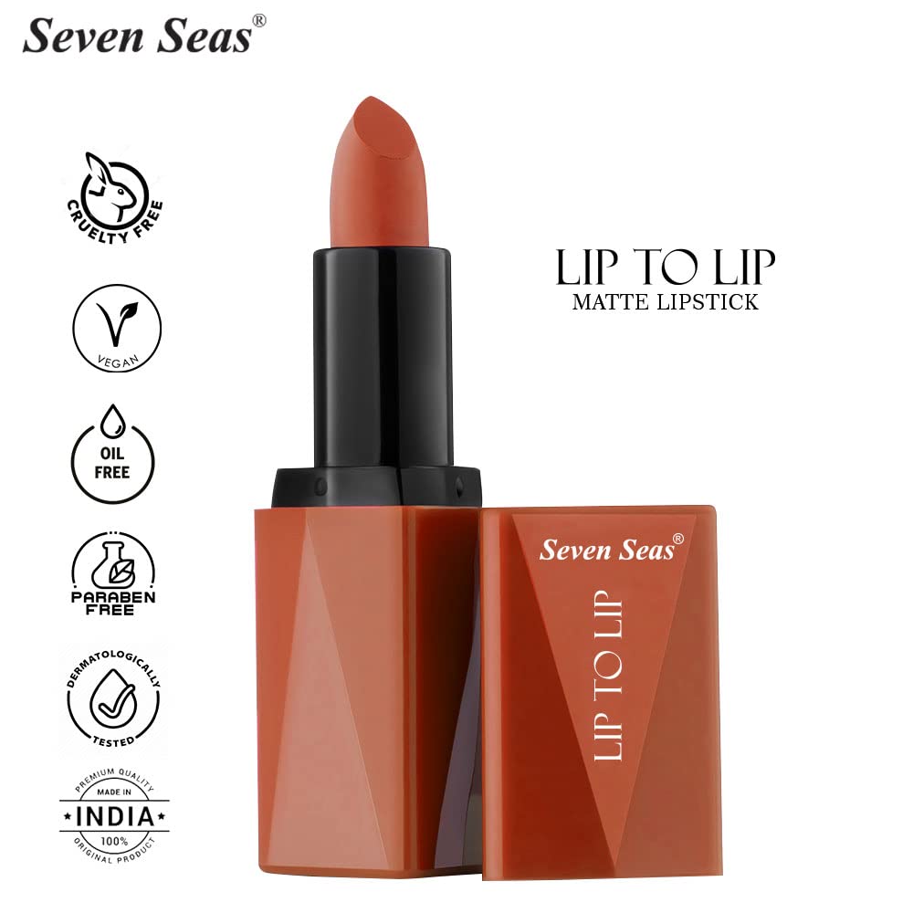 Seven Seas Lip To Lip Matte Full Coverage Long Lasting Lipstick | Smooth Application | Transferproof & Smudge Proof | Highly Pigemented Lipstick for Women (Rose)