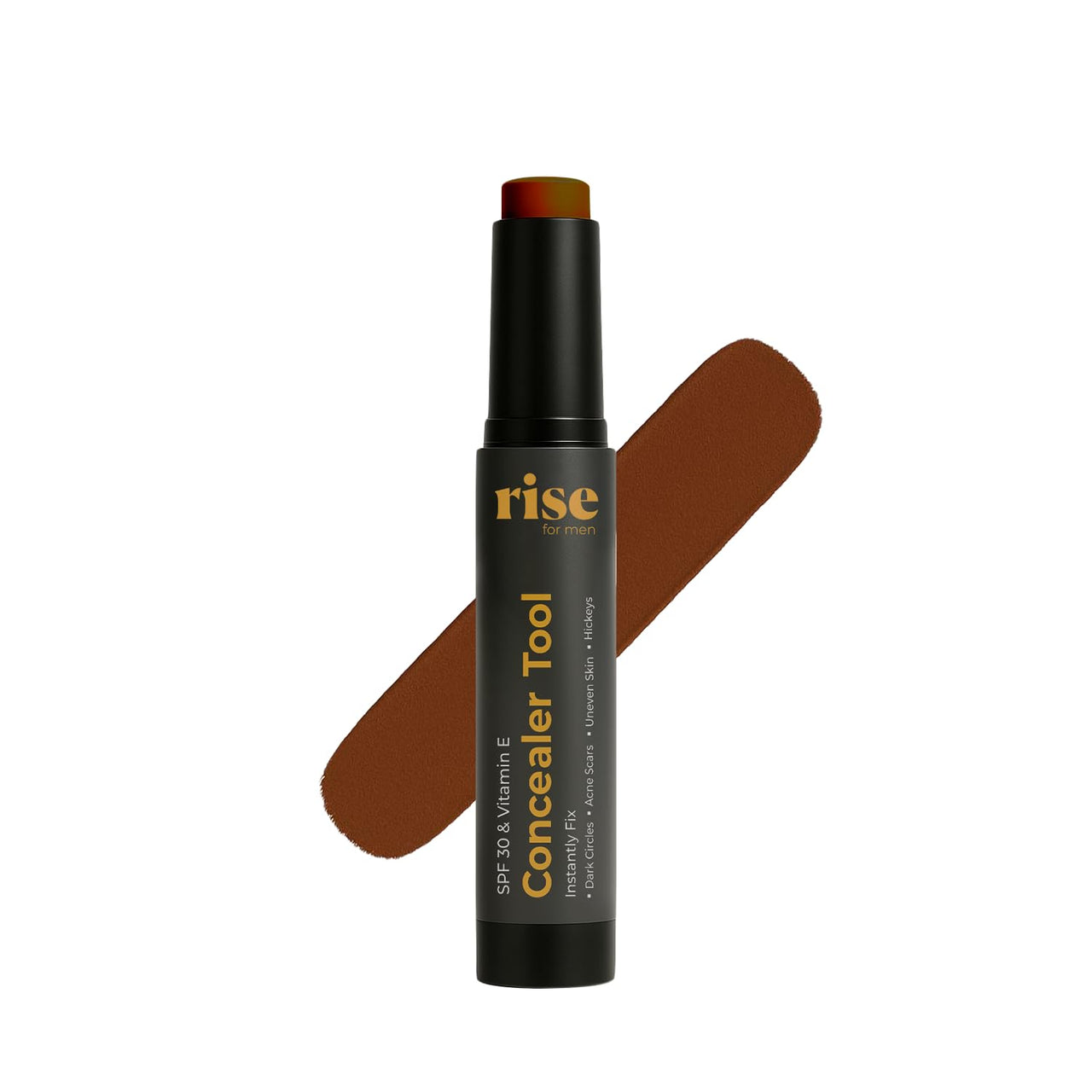 Rise for Men Concealer Tool | Covers Spots, Dark Circles, Acne Scars, & Hickeys Instantly | SPF 30 & Vitamin E | Available in 4 Shades (Dark)