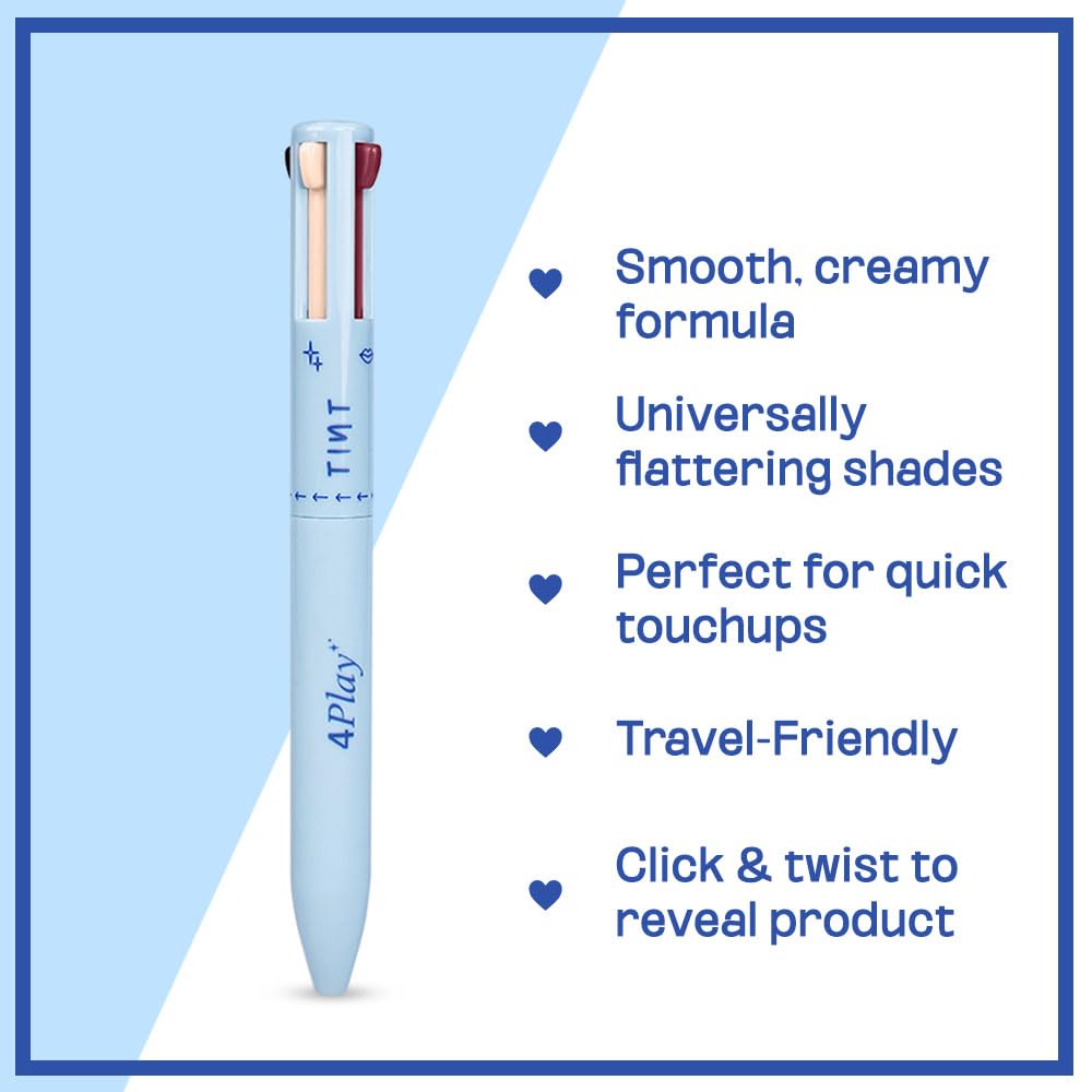 Tint Cosmetics Pronto Pink 4 In 1 Waterproof Makeup Pen, Multipurpose With 4 Colors For Pencil Eyeliner,Highlighter,Lip Liner,Eyebrow&Full Face Application, Easy To Use & Travel Friendly,Cream Finish
