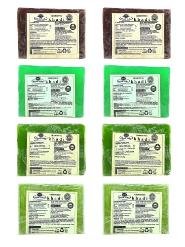 Khadi Pure Almond, Aloe Vera, Apricot & Lemongrass Soap, 125 g (Pack of 8)