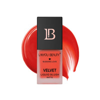 Lakyou Beauty Velvet Liquid Blush Matte | Light Weight | Highly Pigmented | Long-lasting | Easily Blendable | All Skin Types | Shade-04 (Red Romance) 15ml