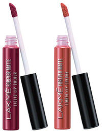 Lakmé Forever Matte Liquid Lip Colour, Red Wine, 5.6 Ml & Lakmé Forever Matte Liquid Lip Colour, Coral Sense, 5.6 Ml