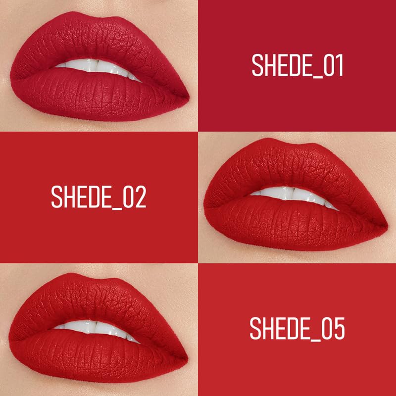 FLiCKA Tomato Bullet Matte Lipstick (Pack Of 3) | Hydrating, Moisturizing, Upto 6Hrs Long Lasting| Transfer & Smudge Proof Lipsticks For Women, Shade - 04