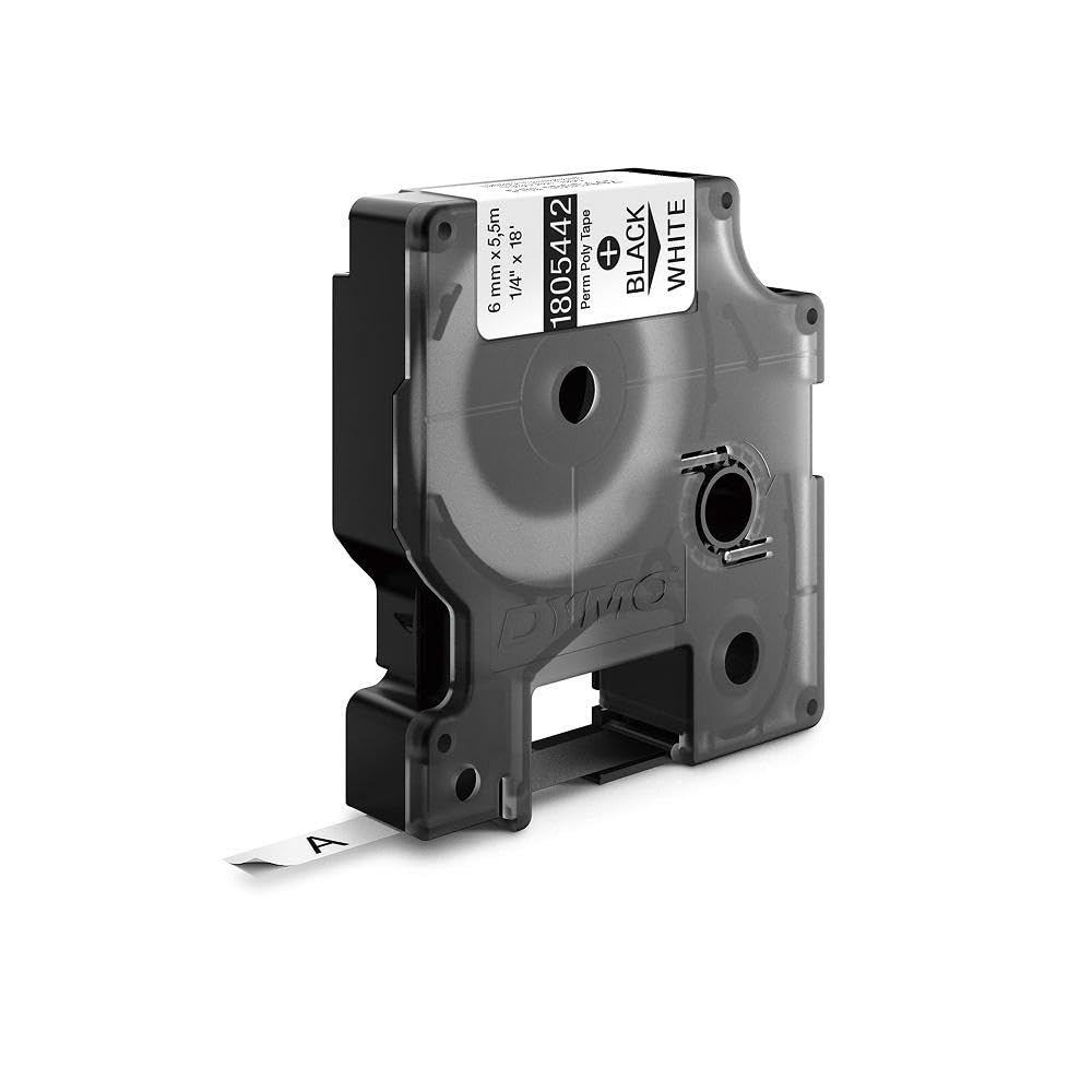 DYMO Rhino Industrial Permanent Polyester Labels, 1/4", Black Print on White Tape 1/4" (6MM)