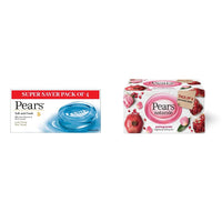 PEARS Soft and Fresh Bathing Bar, 125g (Buy 3 Get 1 Free) & Natural© Pomegranate Brightening Bathing Soap Bar, 125 g (Pack of 3)