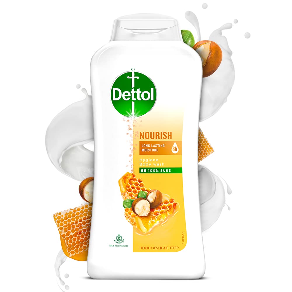 Dettol Antiseptic Liquid for First Aid, Surface Disinfection and Personal Hygiene, 1000ml & Body Wash and Shower Gel for Women and Men, Nourish - 250ml | Soap-Free Bodywash | 8h Moisturization