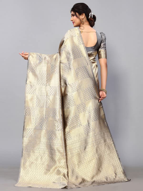 Satrani Women's Jacquard Poly Silk Saree With Unstitched Blouse Piece