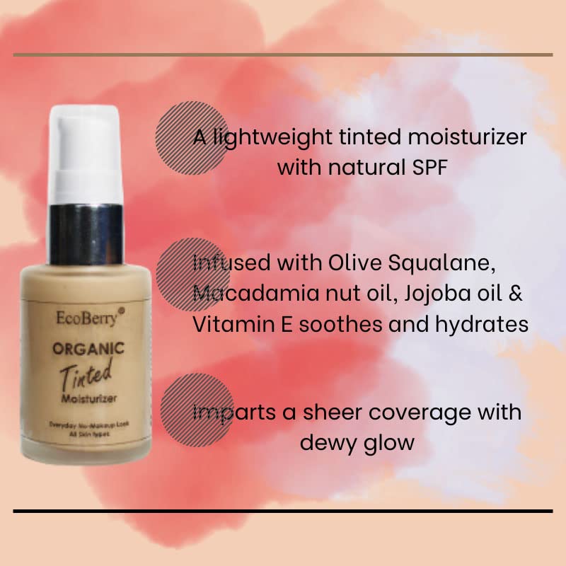 Organic Tinted Moisturizer | Everyday No Makeup Look | Sheer Coverage | Organic | Semi-Matte | Light Weight | Non-Comedogenic | Hypoallergenic | Natural | Handmade | Chemical Free (Light)