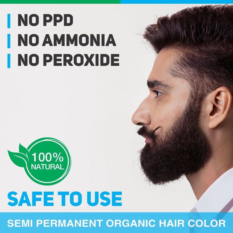Vegetal Safe Hair Color -Dark Brown 25gm Pack of 4 - Certified Organic Chemical and Allergy Free Bio Natural Beard Hair Color with No Ammonia Formula & PPD