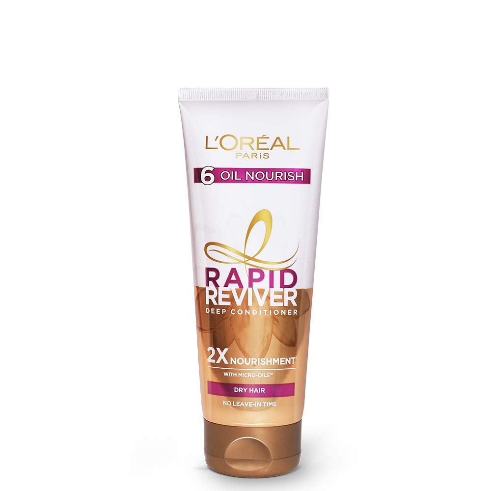 L'Oreal Paris Deep Conditioner, With Micro-Oils, Deeply Nourishes Dry Hair, No-Leave In Time, Rapid Reviver 6 Oil Nourish, 180ml