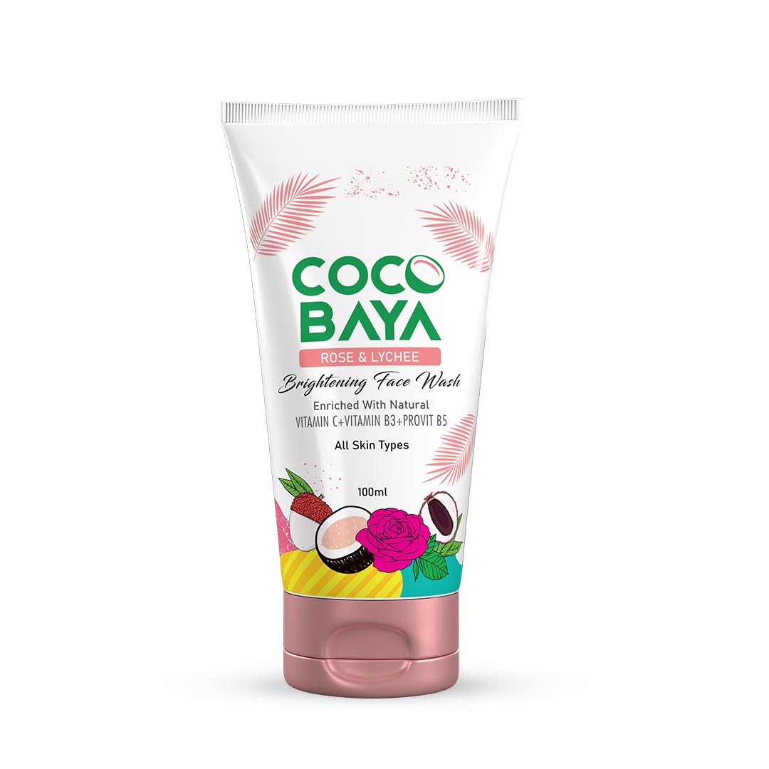 Coco Baya Brightening Face Wash, Enriched with Rose, Lychee Extracts, Vitamin C, Vitamin B3 & ProVit B5, Suitable For All Skin Types,100 Ml