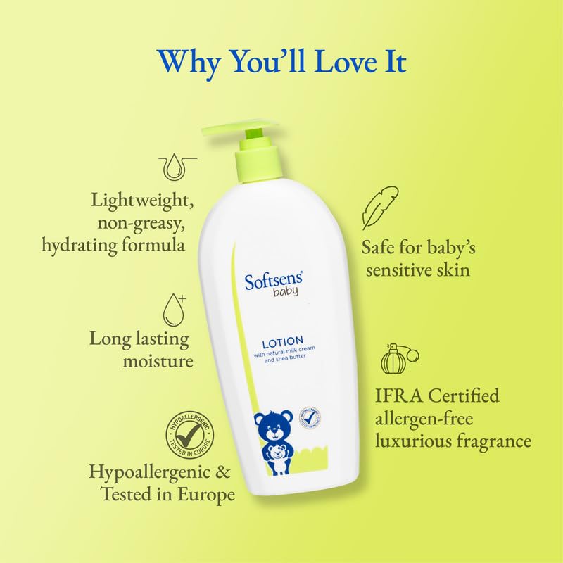 Softsens Baby Nourishing Lotion with Milk Cream & Shea Butter | No Harmful Chemicals, No Paraben and Phthalates,SLS Free For all skin types 400ml