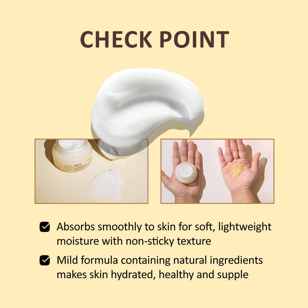 The Face Shop Rice & Ceramide Moisturizing Cream with Rice Extracts for Skin Brightening | Ceramide Moisturizer For Skin Barrier Repair | Paraben & Paraffins Free, Korean skin care products, 50ml