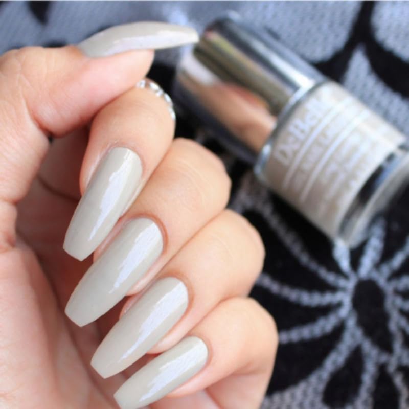 DeBelle Gel Nail Polish Moonstone Bloom (Grey Taupe Nail Paint)|Non UV - Gel Finish |Chip Resistant | Seaweed Enriched Formula| Long Lasting|Cruelty and Toxic Free| 8ml Glossy Finish