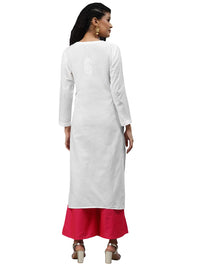Ada Lucknowi Hand Embroidered Chikankari Straight Cotton Kurti Kurta for Women