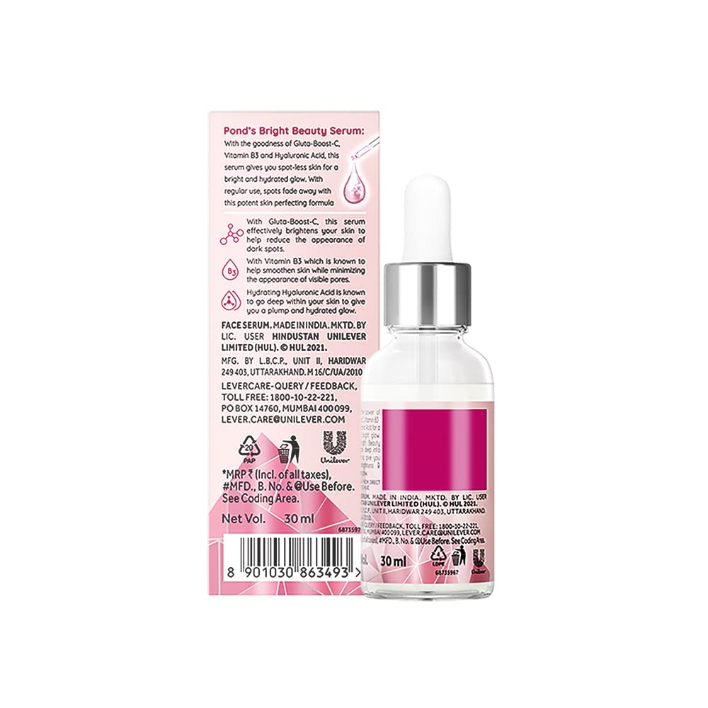 Pond's  Bright Beauty Spot-less Glow Serum, 30ml & POND's Super Light Gel Oil Free Face Moisturizer 73 g, With Hyaluronic Acid & Vitamin E for Fresh Glowing Skin & 24 hr Hydration - Daily Use