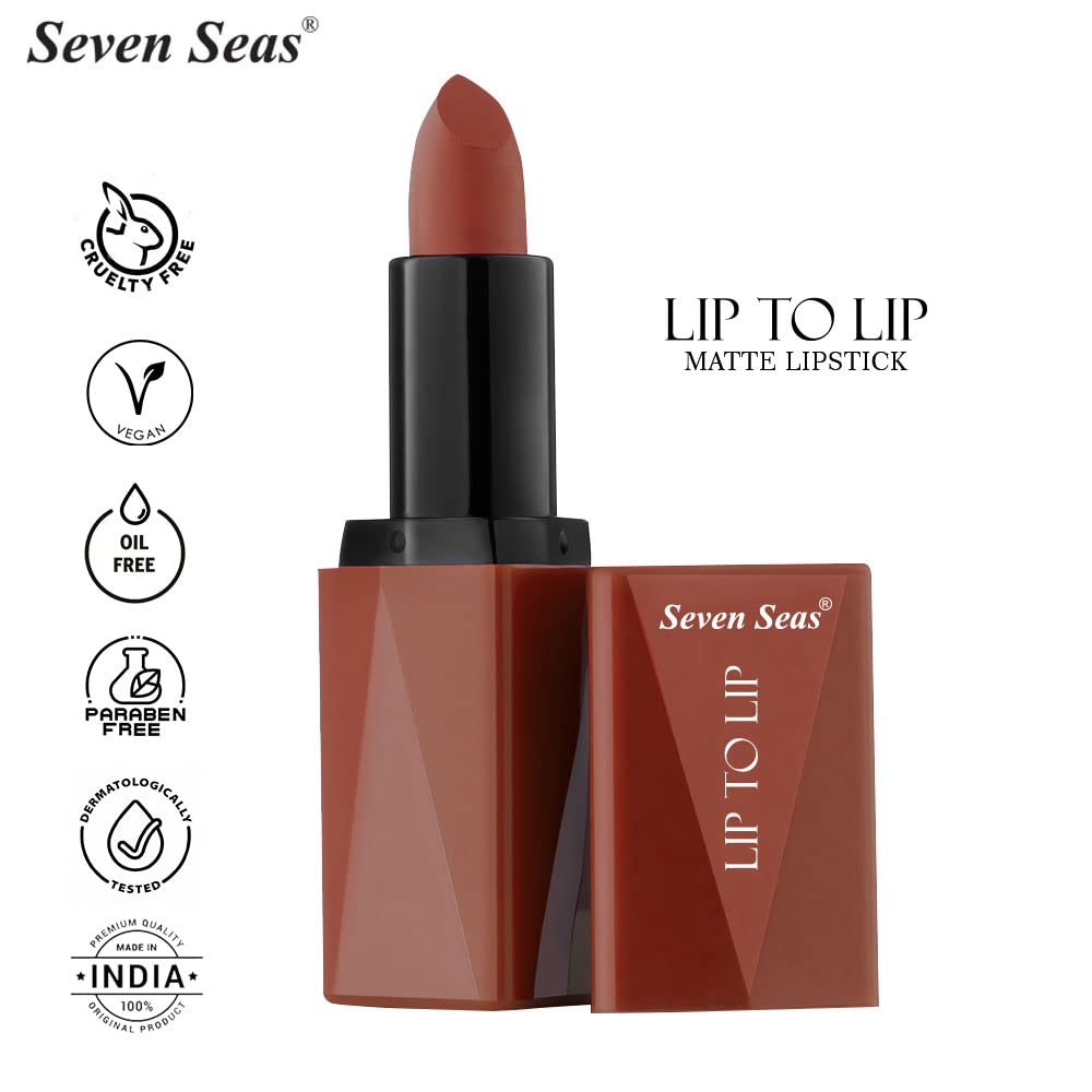 Seven Seas Lip To Lip Matte Full Coverage Long Lasting Lipstick | Smooth Application |Transferproof & Smudge Proof | Highly Pigemented Lipstick for Women (Monza-I)