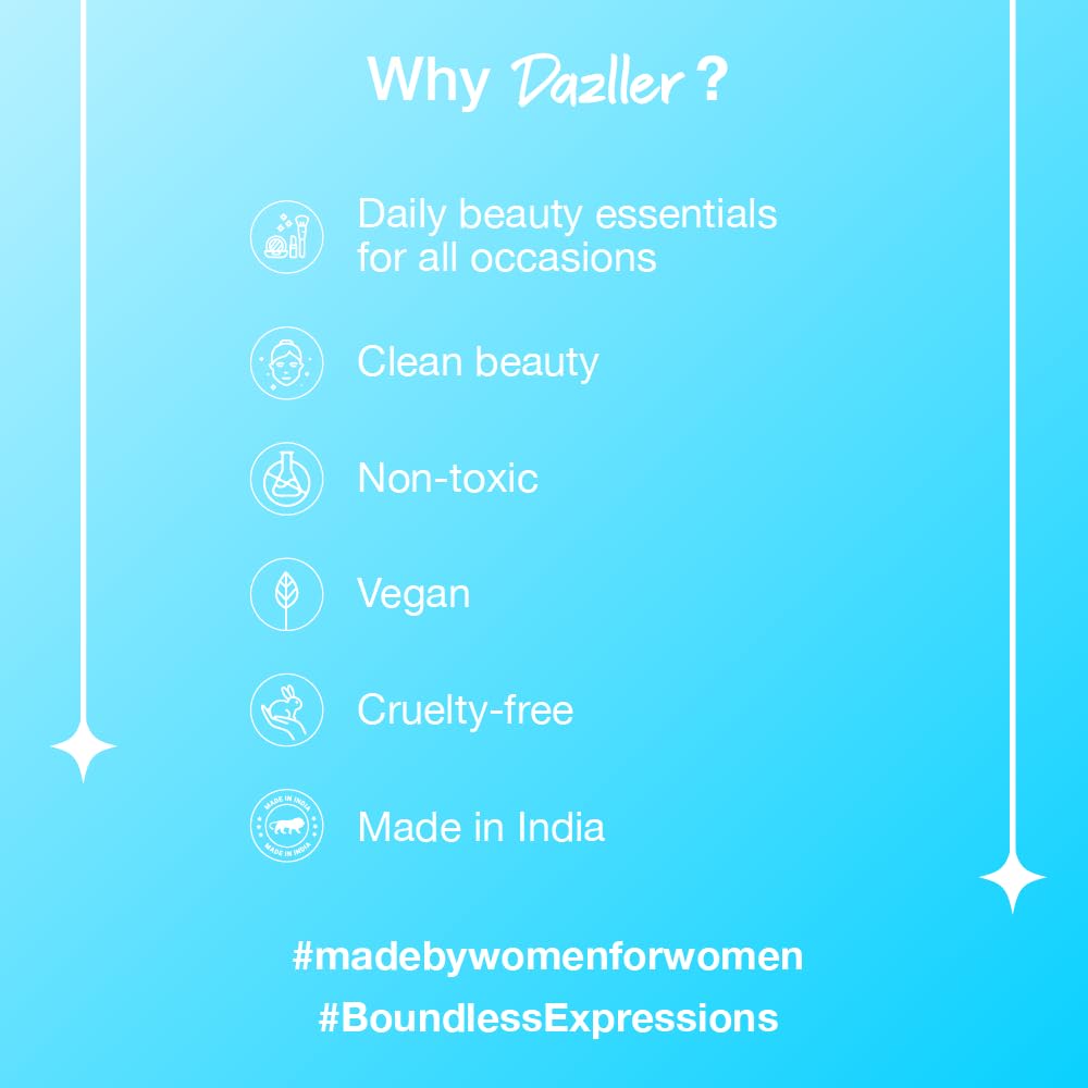 DAZLLER Liquid Eyeliner Waterproof, 9.5Ml, Black + Blue, Smudge-Proof, Matte Finish, One Stroke Application, Long-Lasting, Deeply Pigmented, Lightweight, Quick-Drying