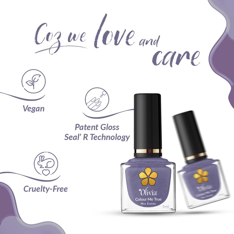 Olivia Nail Paint for Glossy Finish - 5ml (16 Frosted Lilac)