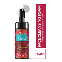 Olivia Youthful Glow Face Cleansing Foam, Built In Brush Face Wash For Deep Cleansing, Massage, Exfoliate, Glowing Bright Skin With Grapefruit Extract & Vitamin C - 150Ml