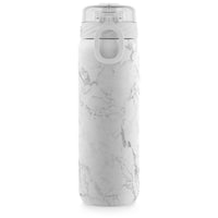 Ello Cooper 22oz Stainless Steel Water Bottle with Straw and Carry Handle, Double Walled and Vacuum Insulated Metal, Leak Proof Locking Lid with Soft Silicone Spout, Reusbale, BPA Free, White Marble