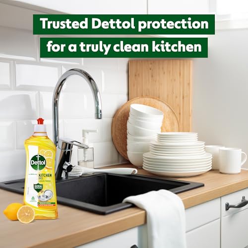 Dettol Lemon Fresh Dishwash liquid and Cleaning Gel || Cuts Tough Grease || Remove germs || 750ml, bottle