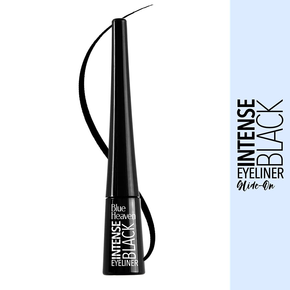Blue Heaven Intense Black Eyeliner Glide-On | Waterproof Smudge Proof, Long lasting One Stroke Finish Liquid Eyeliner, 4ml