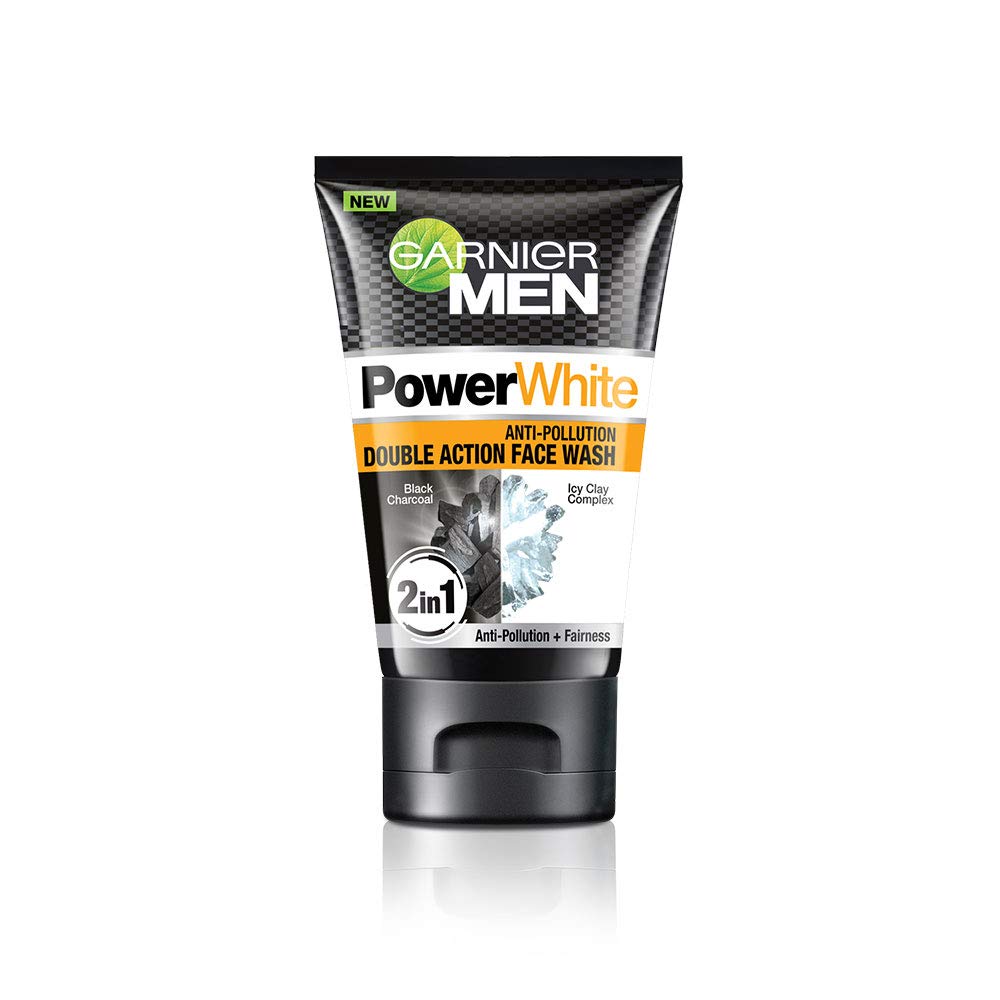Garnier Men Power White Anti-Pollution Brightening Moisturiser,40g & Garnier Men, Face Wash, Brightening & Anti-Pollution, TurboBright Double Action, 100 g