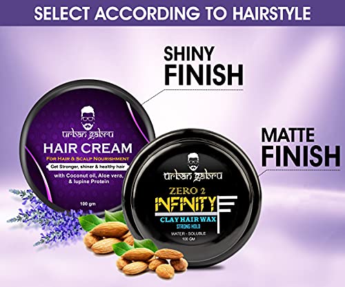 Urbangabru Combo Hair Styling Kit - Clay Hair Wax (100 GM) and Hair Growth Cream (100 GM) (Hair Wax + Hair Cream)