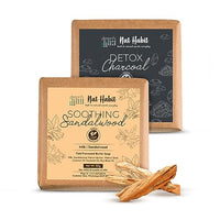 Nat Habit Detox Charcoal & Soothing Sandalwood Butter Bath Soap - Made With Cold Processed, Butter, Activated Charcoal, Sandalwood & Milk - For Men & Women, 125g of Each (Combo Pack of 2)