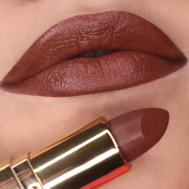 Iba Long Stay Matte Lipstick for Women- M03 Toffee Brown, 4g | Creamy Matte Finish & Smooth Texture| Long-Lasting | Hydrated Lips | Enriched with Vitamin E| Intense Colour & Highly Pigmented | Lip Makeup