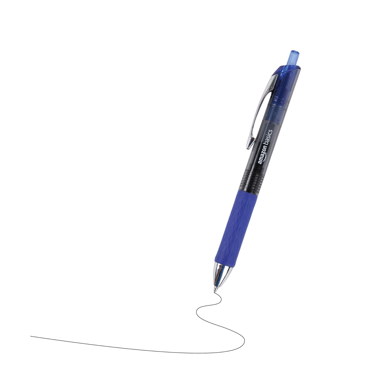 Basics Retractable Gel Pens, Fine Point (0.7mm), Blue, 12 Count (Pack of 1)