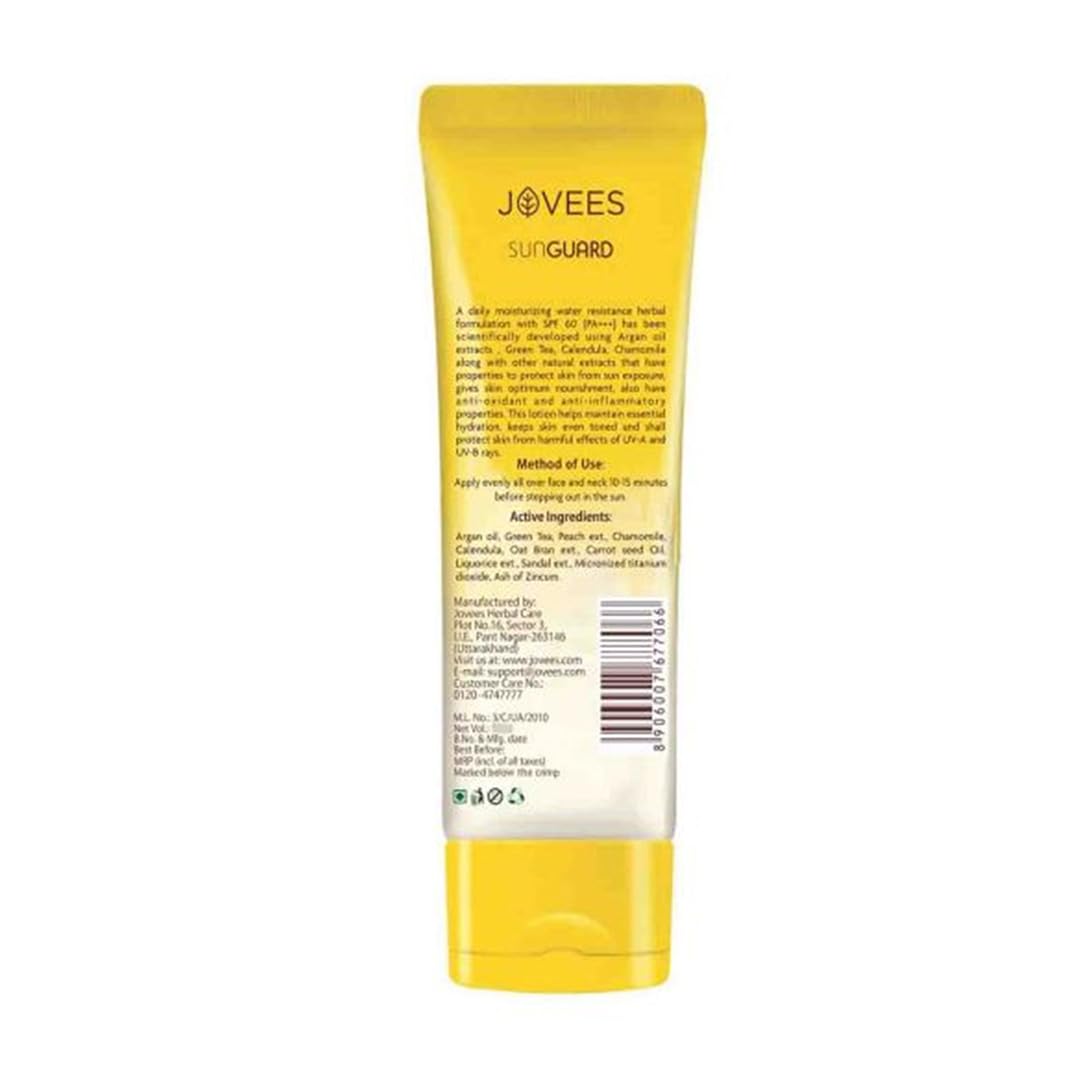 Jovees Herbal Sun Guard Lotion SPF 60 Pa+++ Broad Spectrum For All Skin | 3 In 1 Matte Lotion UVA/UVB Protection, Moisture Balance, Even Tone Skin For Women/Men 50Ml