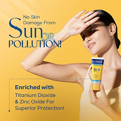 La Shield Pollution Protect Mineral Sunscreen For All Skin Type Gel Spf 50, White, 50 Gram (Pack Of 2)