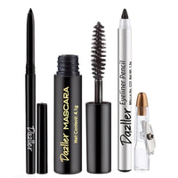 Dazller College Makeup Essentials 3 - All Nighter Trio|Kajal|Mascara|Eyeliner|Water-Resistant|Smudge-proof|Starter Makeup Kit for Women|5.95g